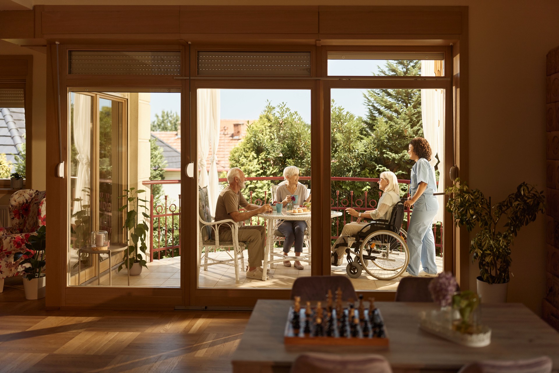 Relaxing day on a patio of a nursing home!